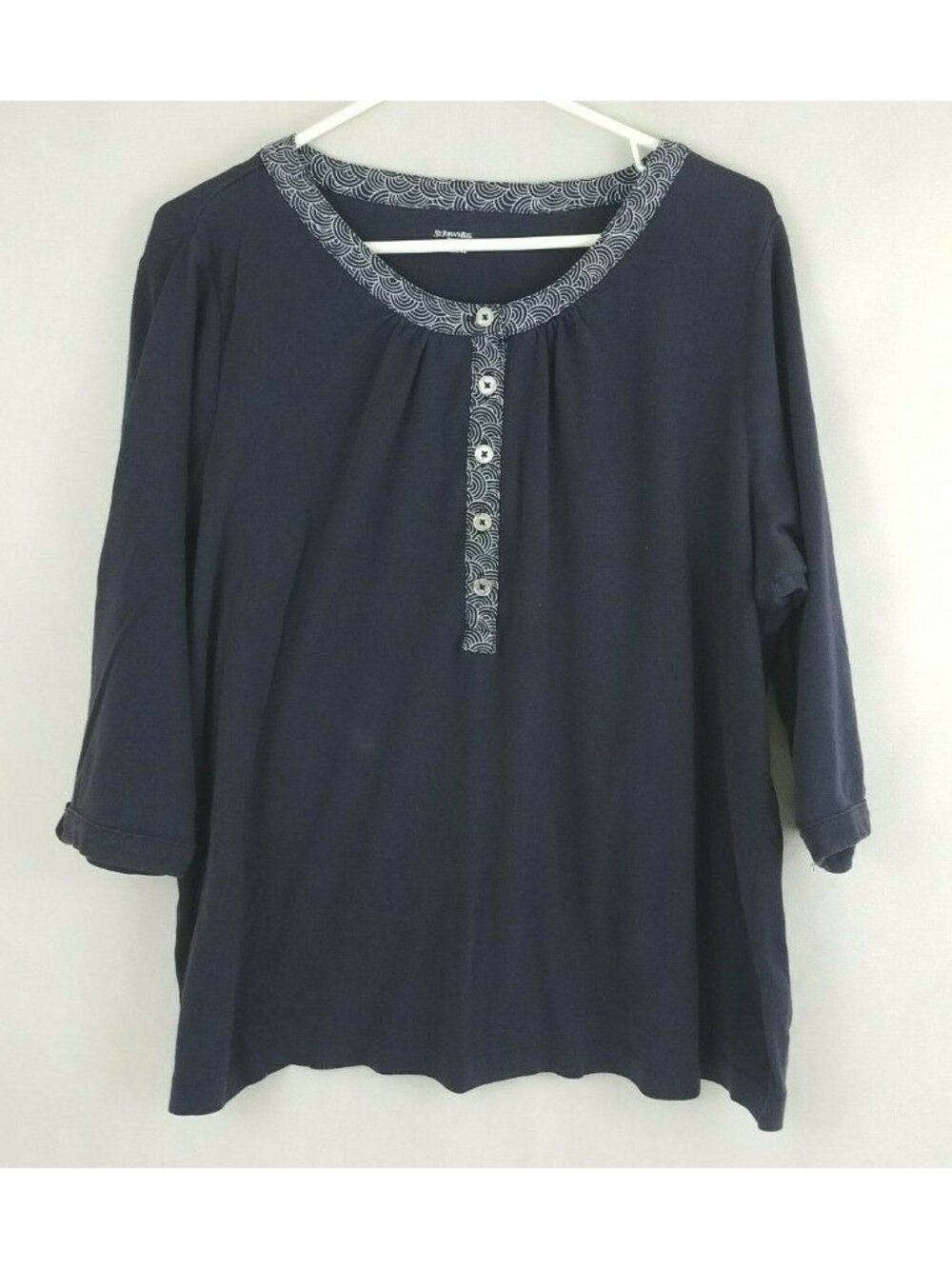 St. John's Bay Woman 3/4 Sleeve Blue Shirt Size XL
